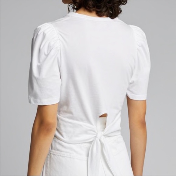 A.L.C. Monica Cropped Tie-Back Short Sleeve Cotton Tee New Size Medium - Picture 4 of 13